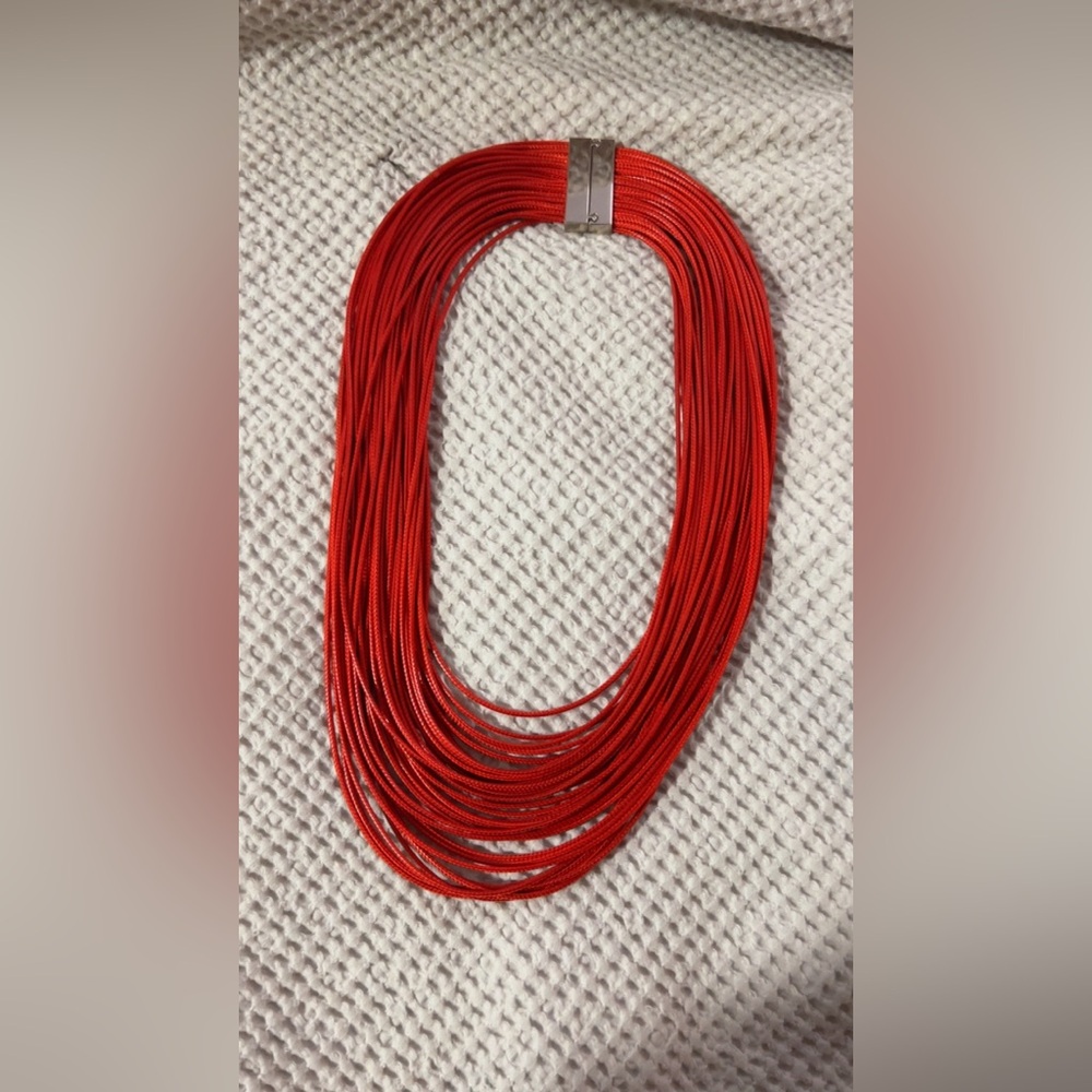Red Multi-Strand Necklace | Magnetic Clasp